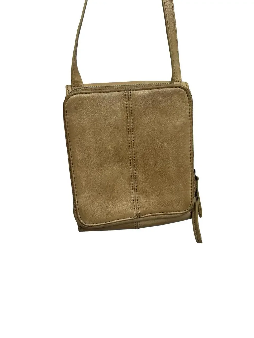 American Leather Co Tan Leather Crossbody Bag Flap Small Minimalist Purse‎